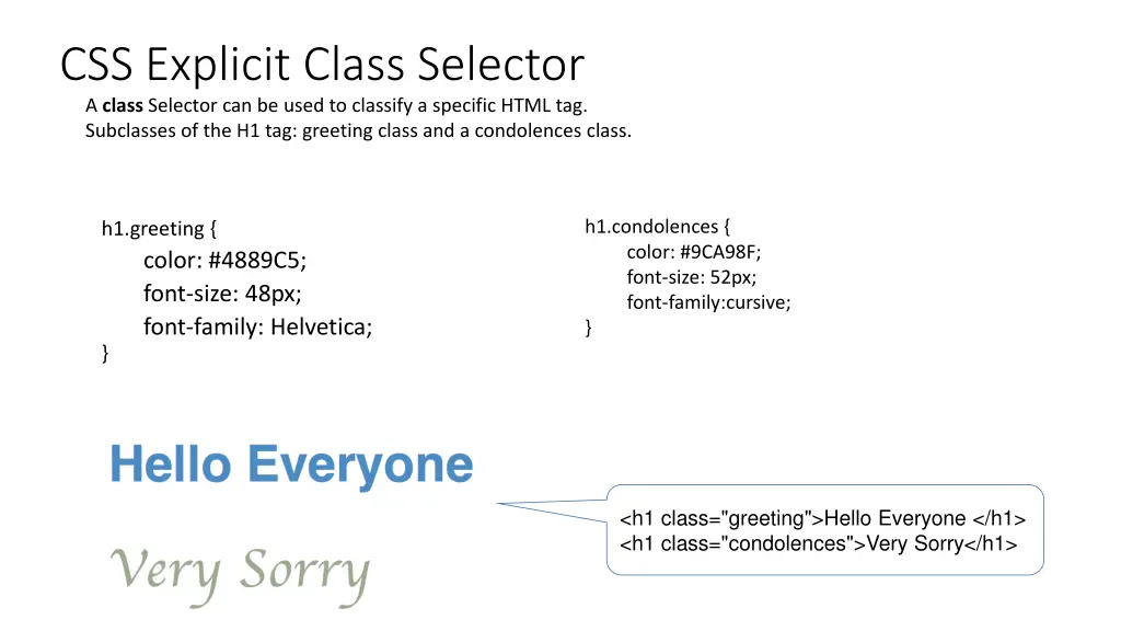 css explicit class selector a class selector
