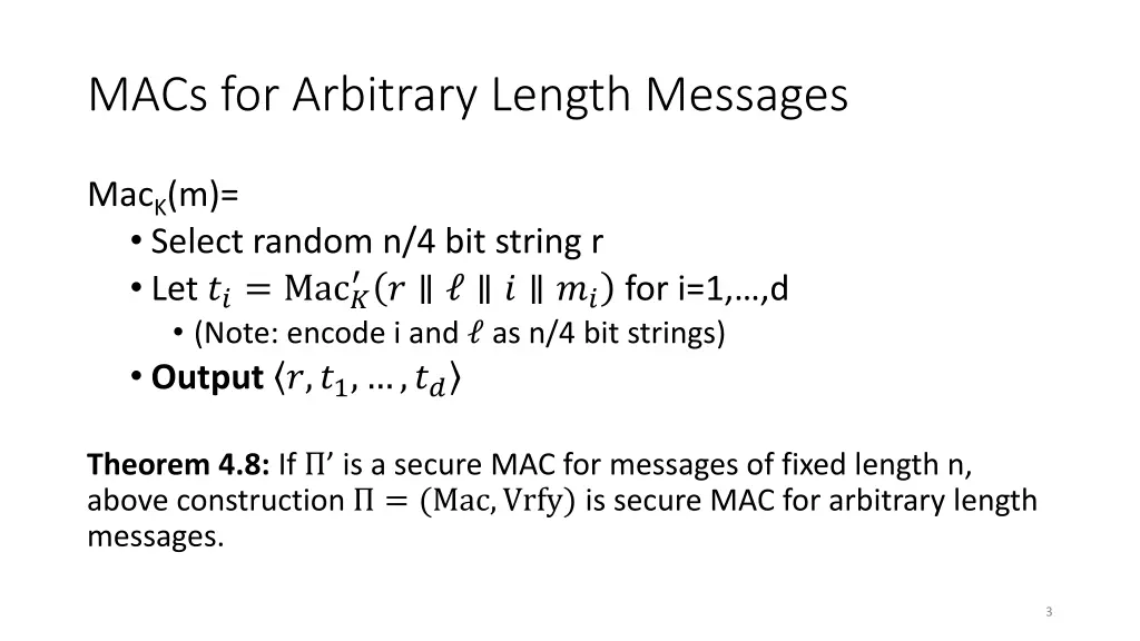 macs for arbitrary length messages
