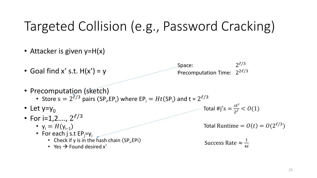 targeted collision e g password cracking 1