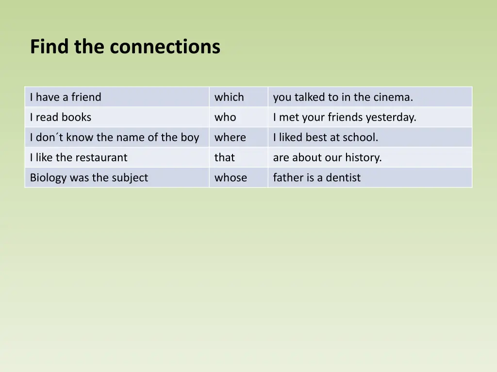 find the connections