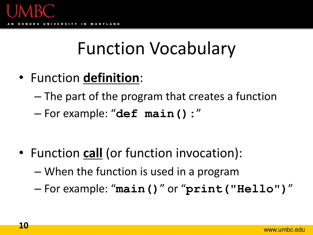 function vocabulary