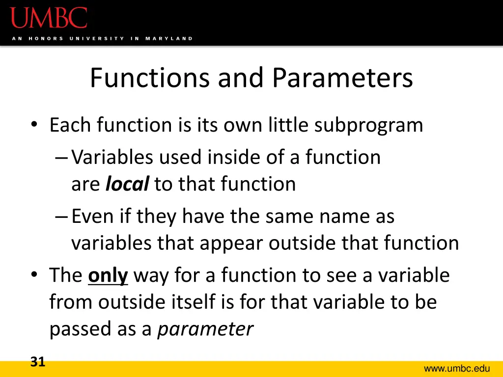 functions and parameters