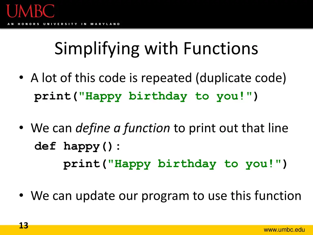 simplifying with functions