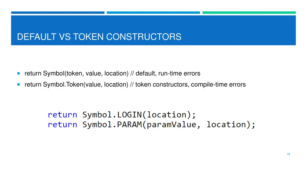 default vs token constructors