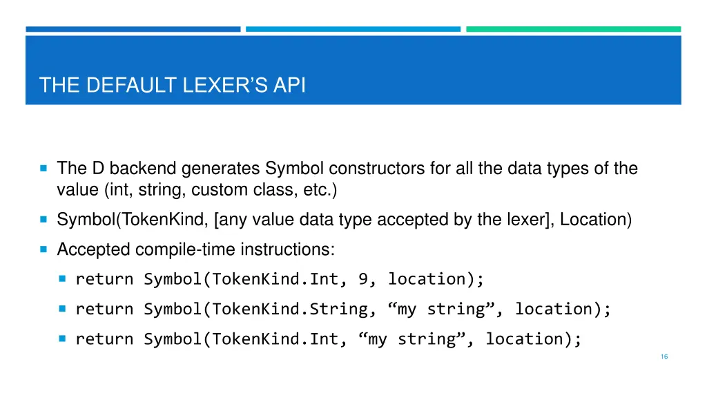 the default lexer s api