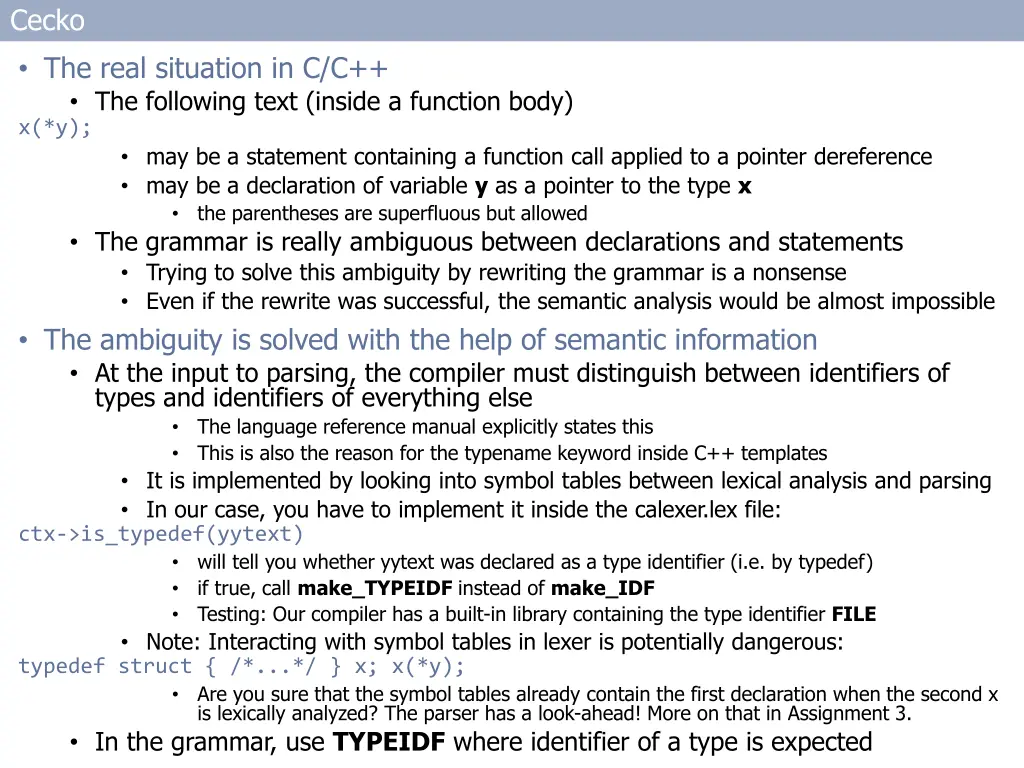 cecko the real situation in c c the following