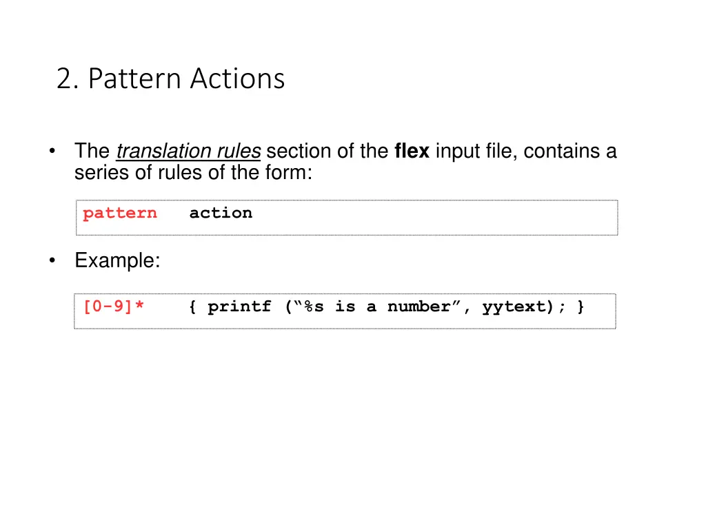 2 pattern actions