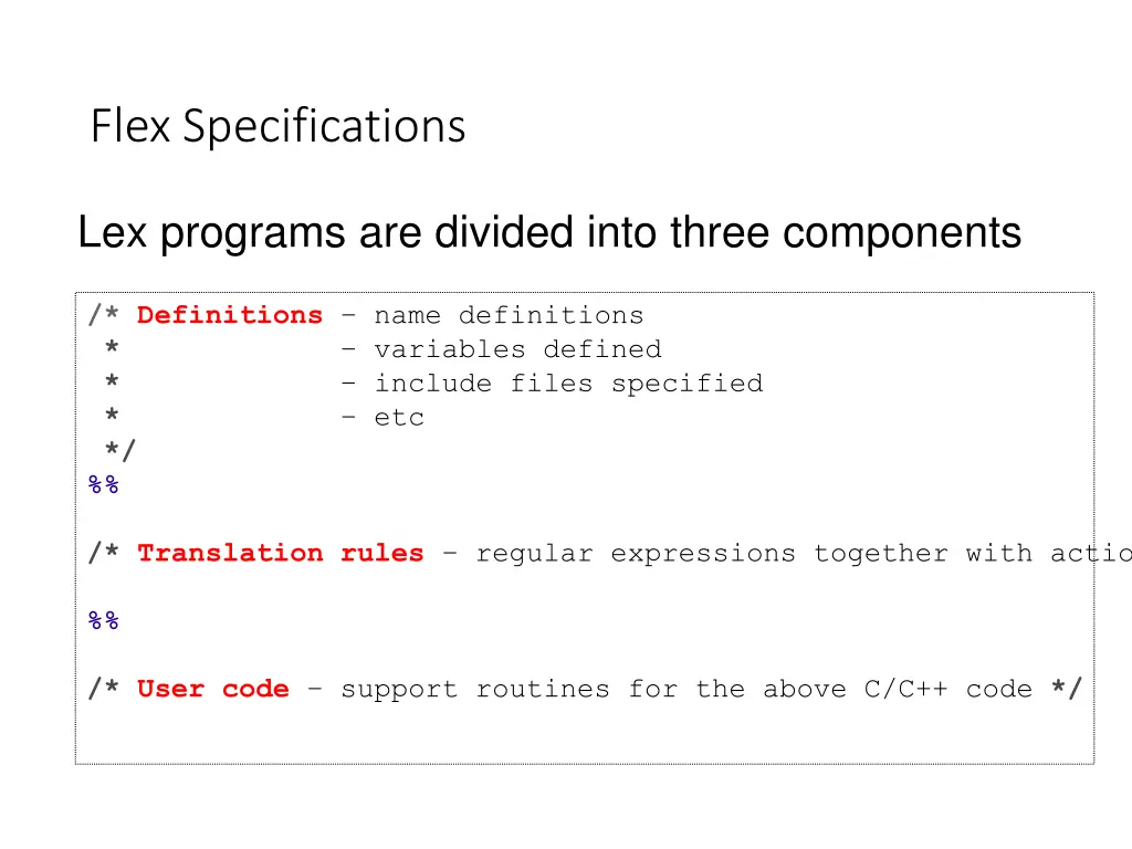 flex specifications