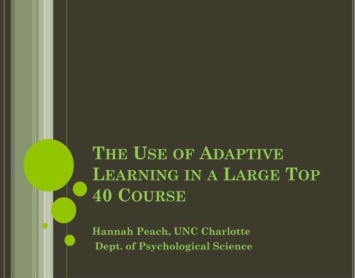 t he u se of a daptive l earning in a l arge