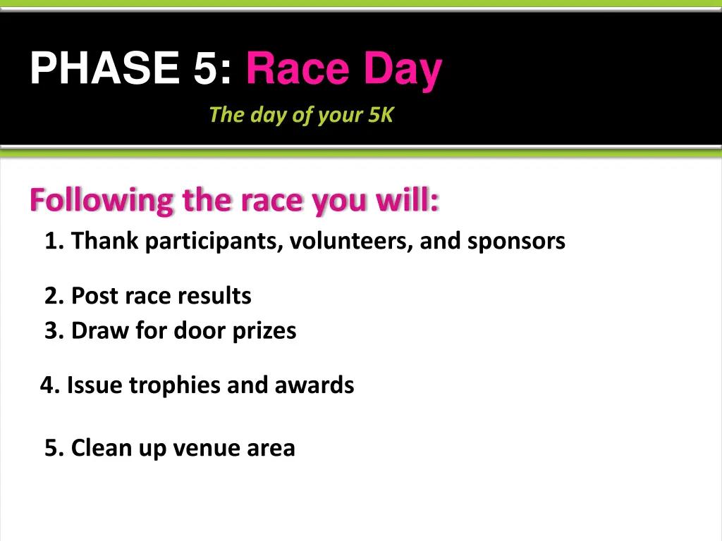 phase 5 race day the day of your 5k 2