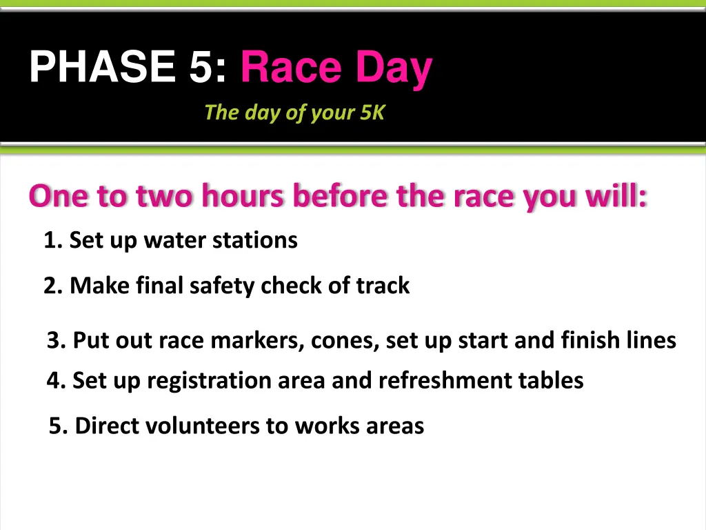 phase 5 race day the day of your 5k