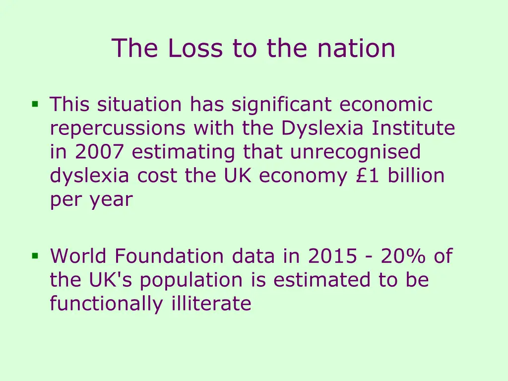 the loss to the nation