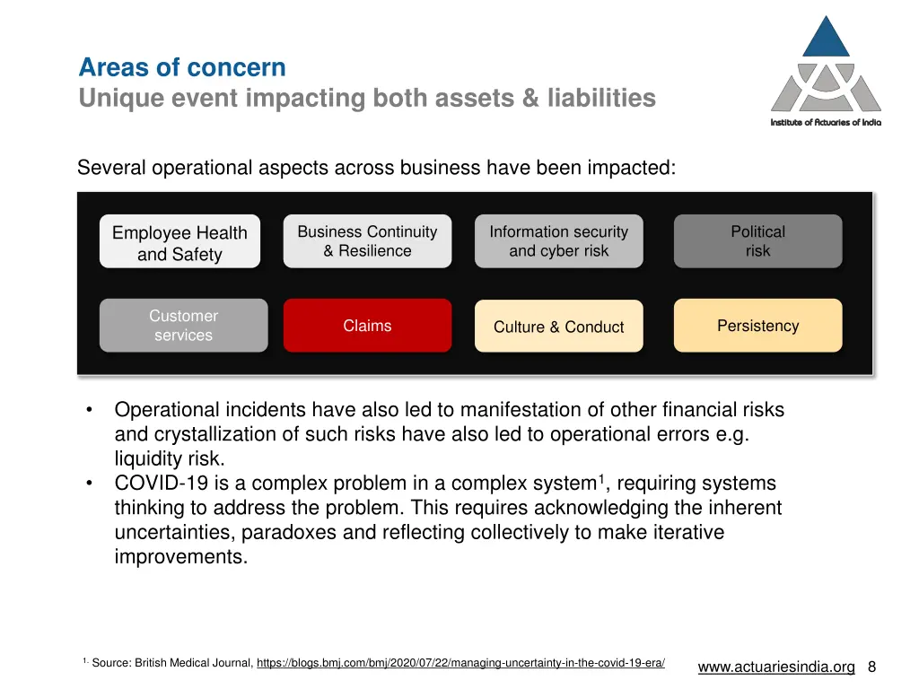 areas of concern unique event impacting both