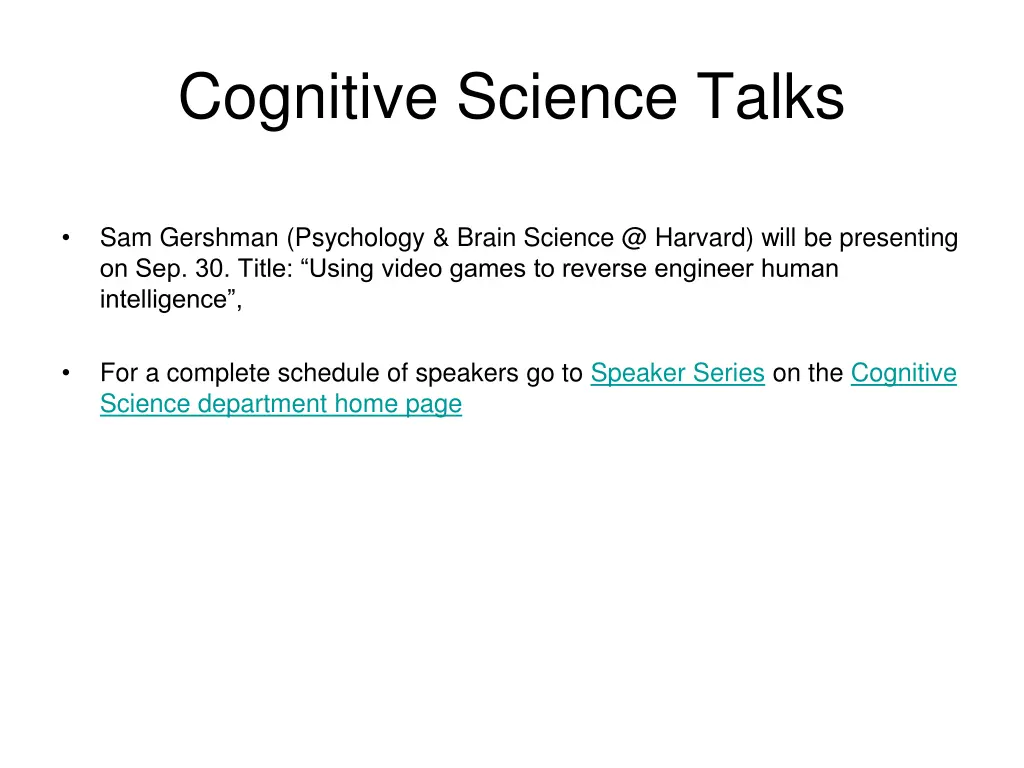 cognitive science talks