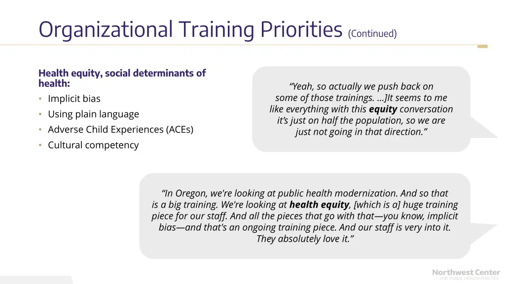 organizational training priorities continued