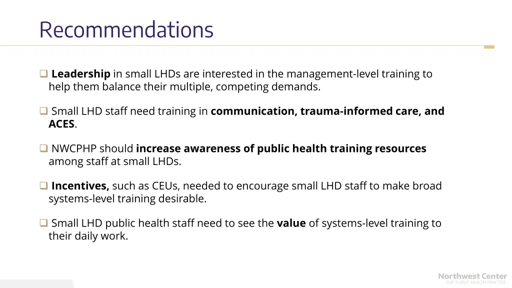 recommendations