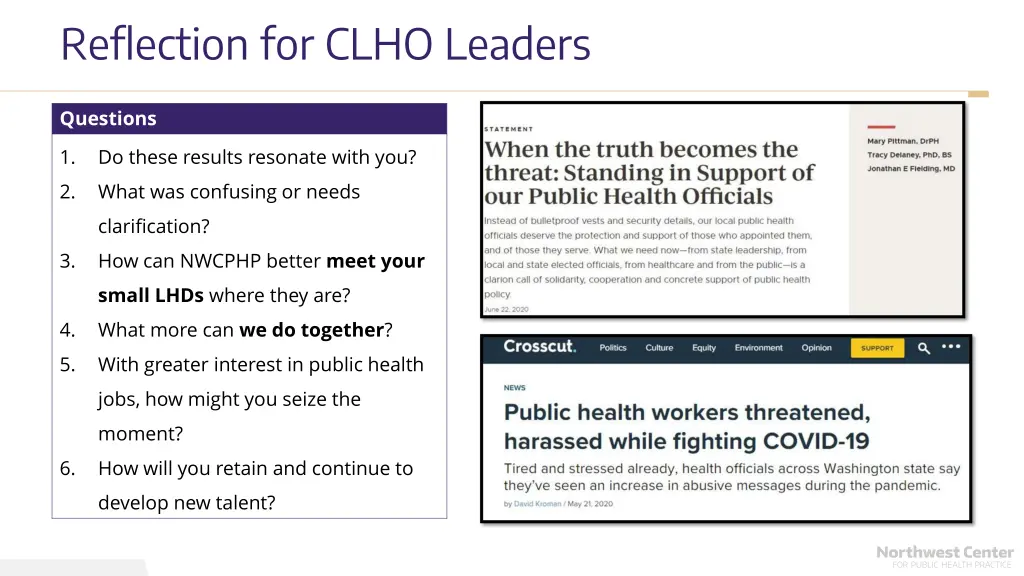 reflection for clho leaders