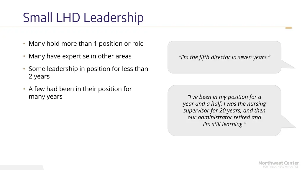 small lhd leadership