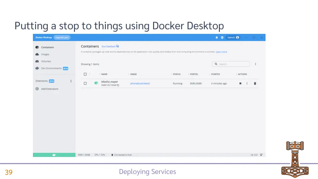 putting a stop to things using docker desktop