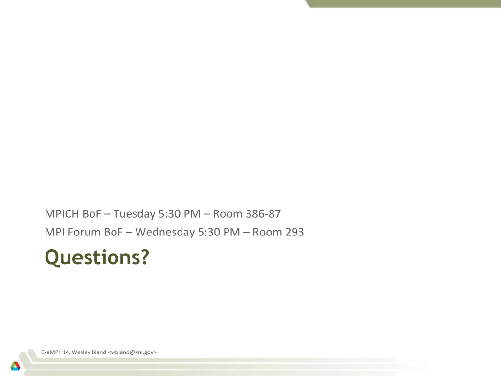 mpich bof tuesday 5 30 pm room 386 87 mpi forum