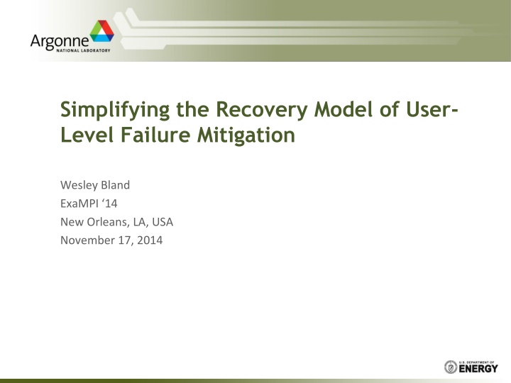 simplifying the recovery model of user level