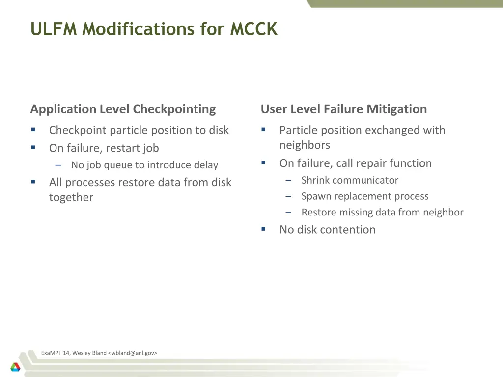 ulfm modifications for mcck