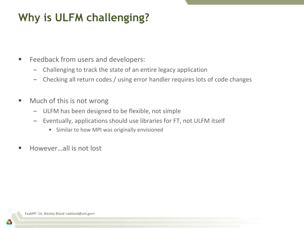 why is ulfm challenging