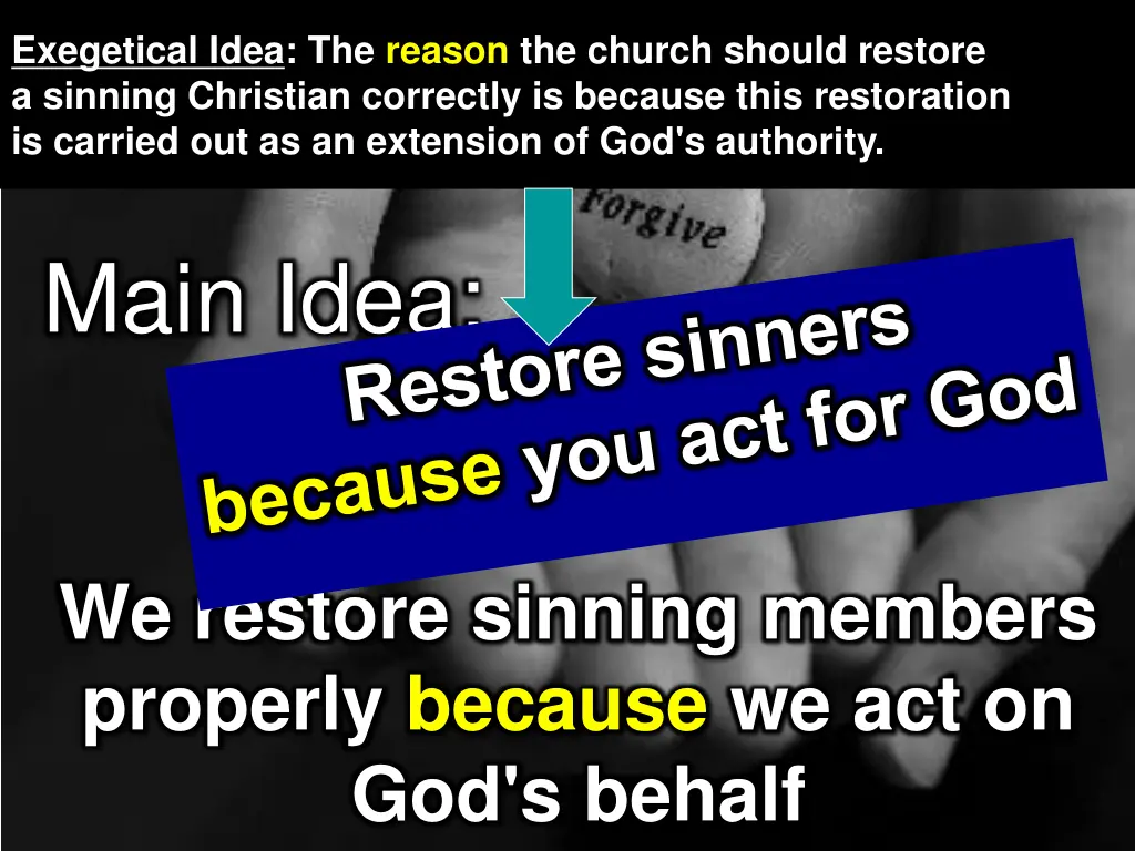 exegetical idea the reason the church should