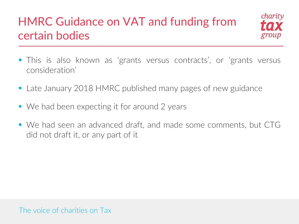 hmrc guidance on vat and funding from certain