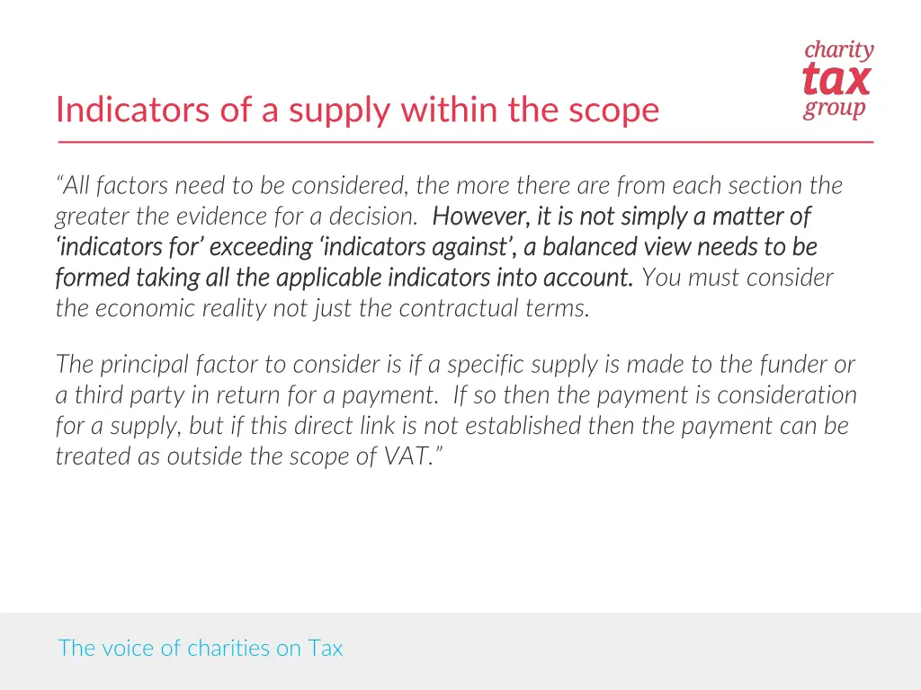 indicators of a supply within the scope