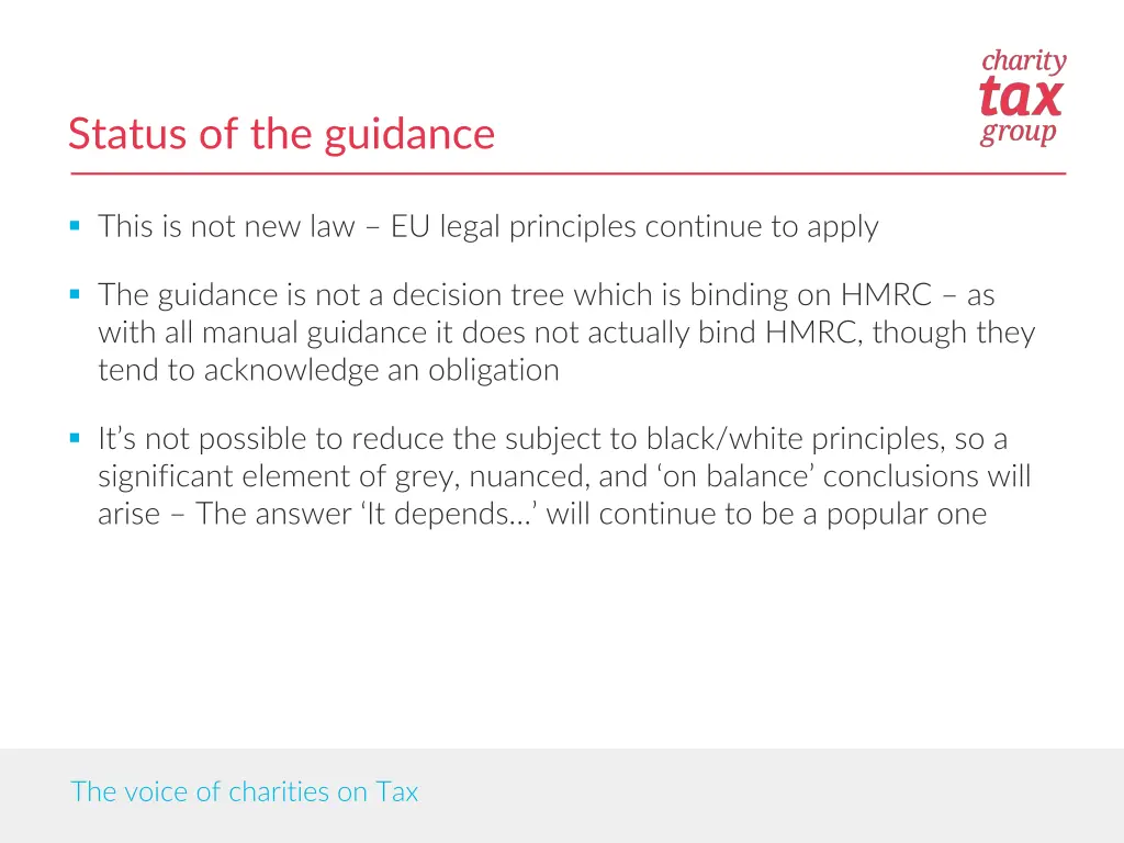 status of the guidance