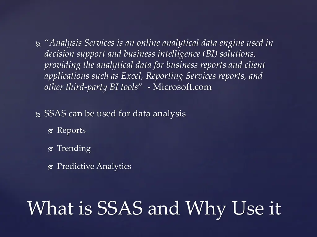 analysis services is an online analytical data