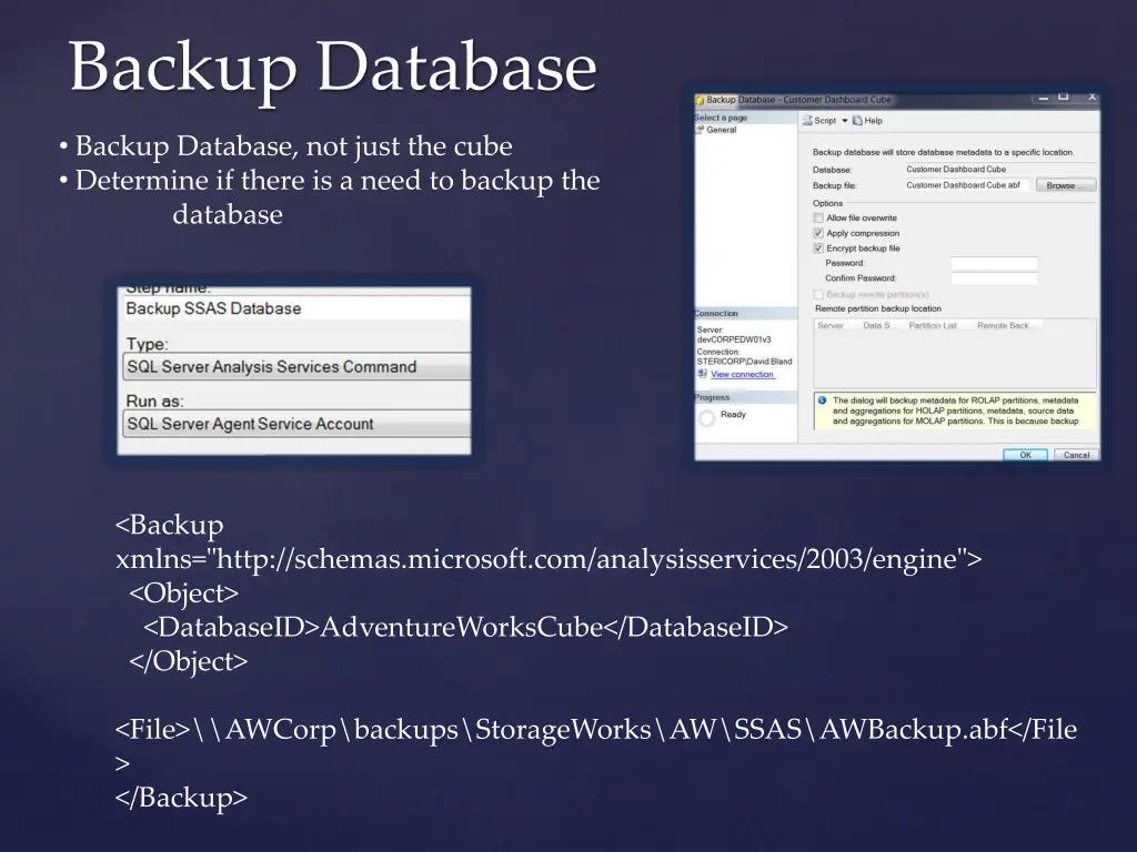 backup database