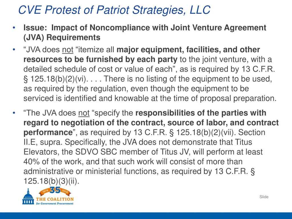 cve protest of patriot strategies llc