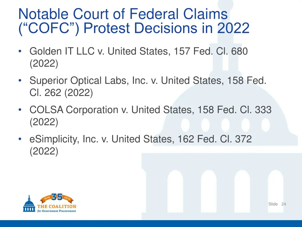 notable court of federal claims cofc protest