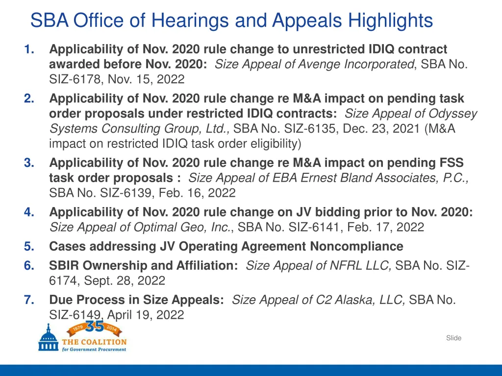 sba office of hearings and appeals highlights