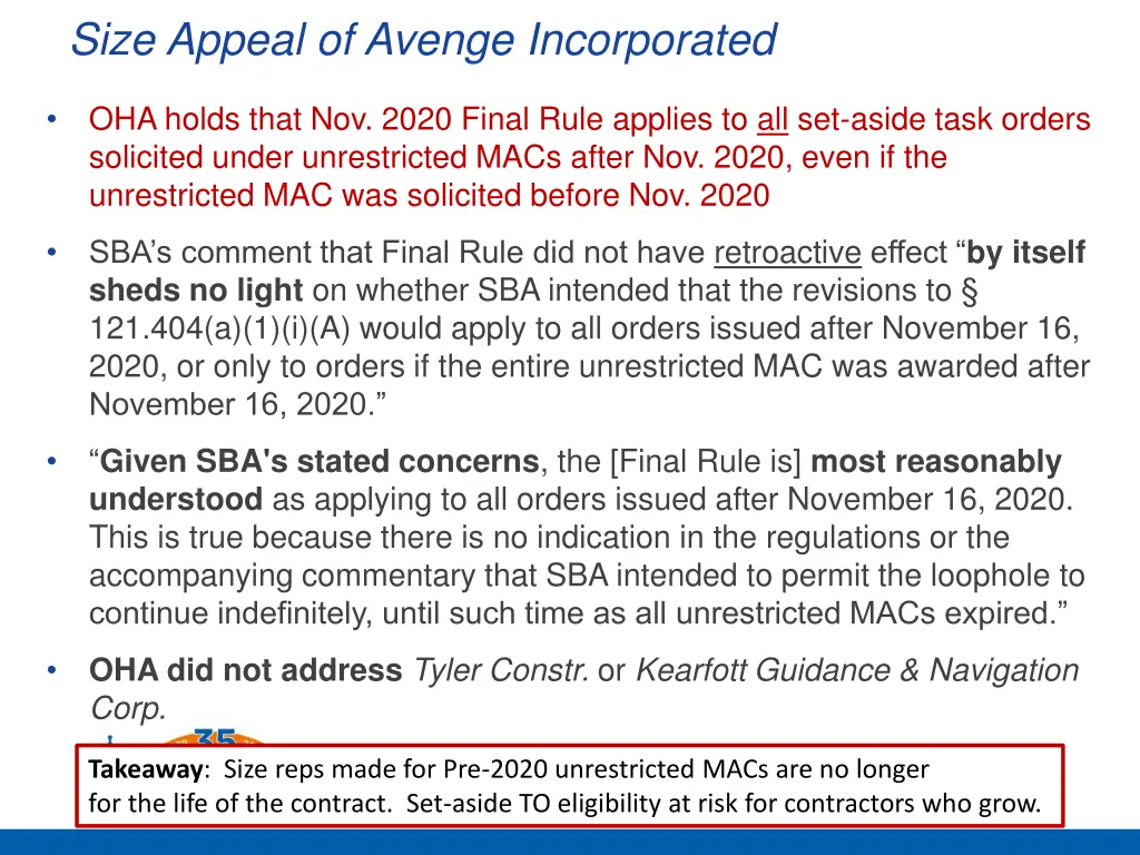 size appeal of avenge incorporated 1