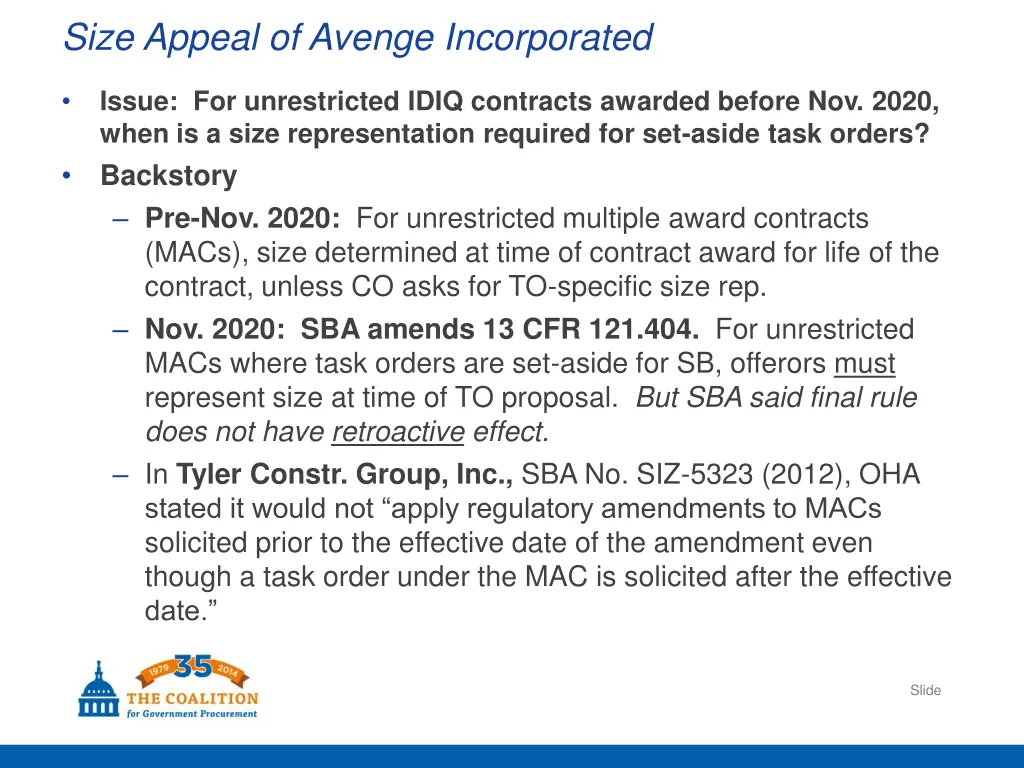size appeal of avenge incorporated