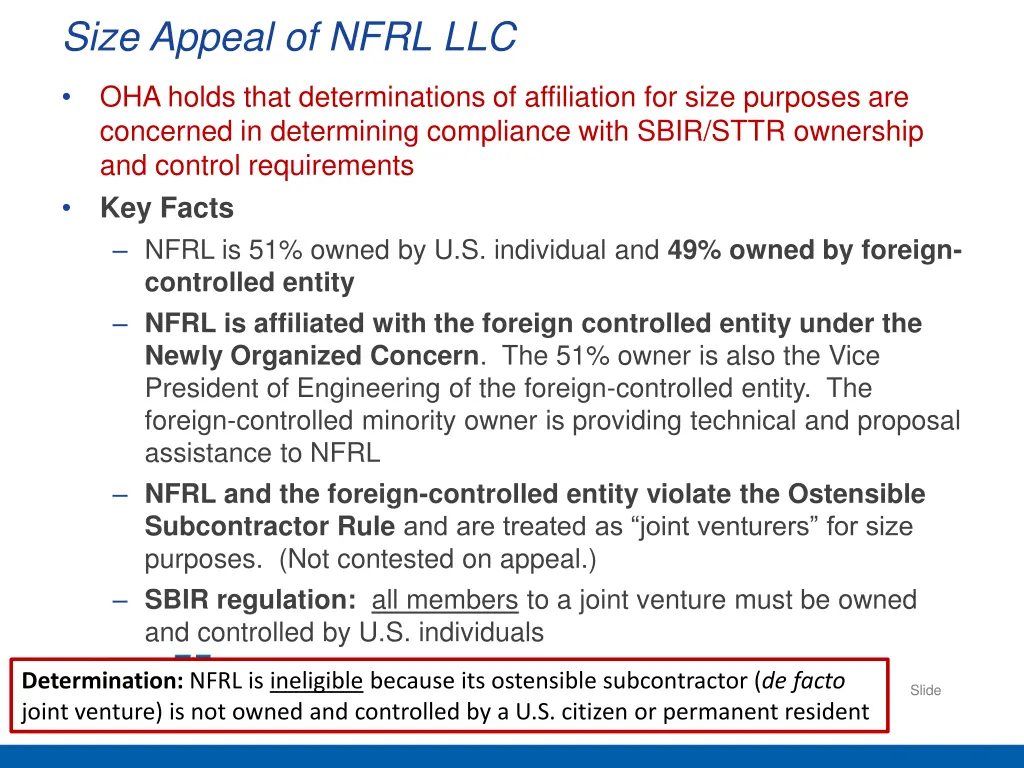 size appeal of nfrl llc 1