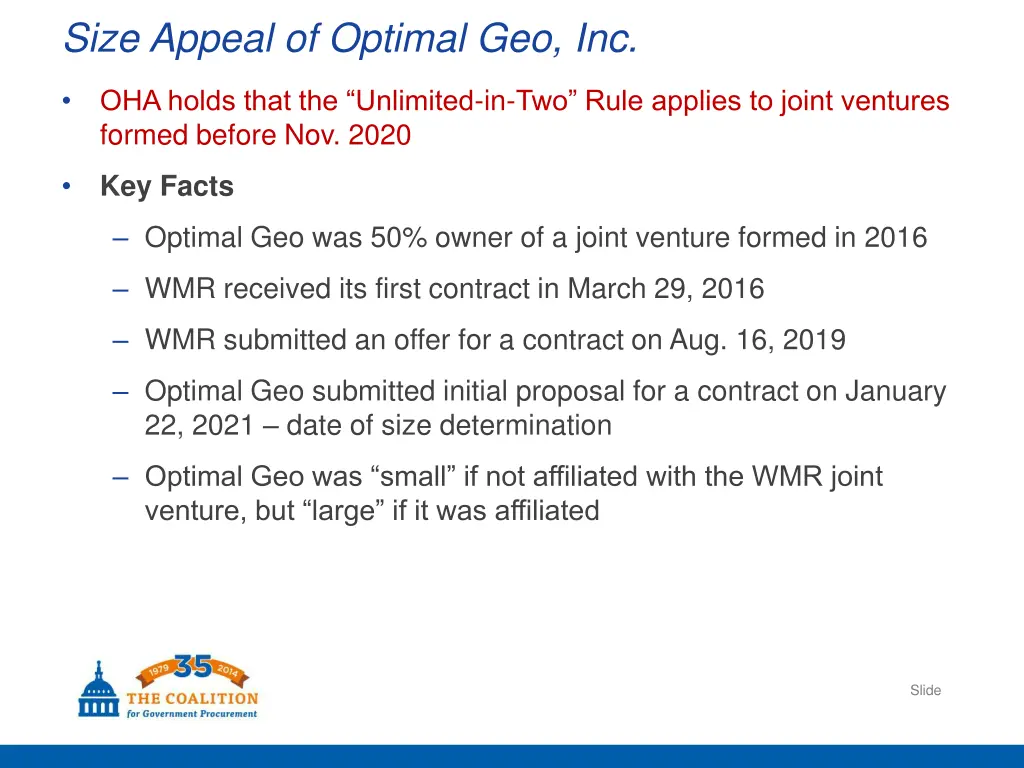 size appeal of optimal geo inc 1