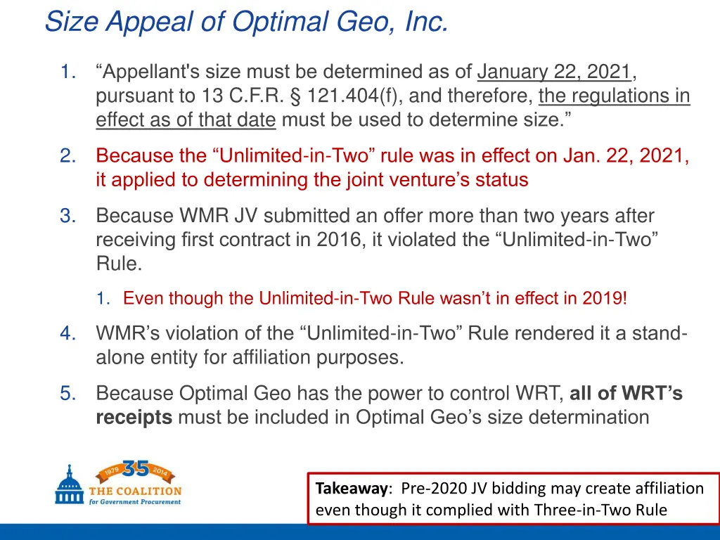 size appeal of optimal geo inc 2