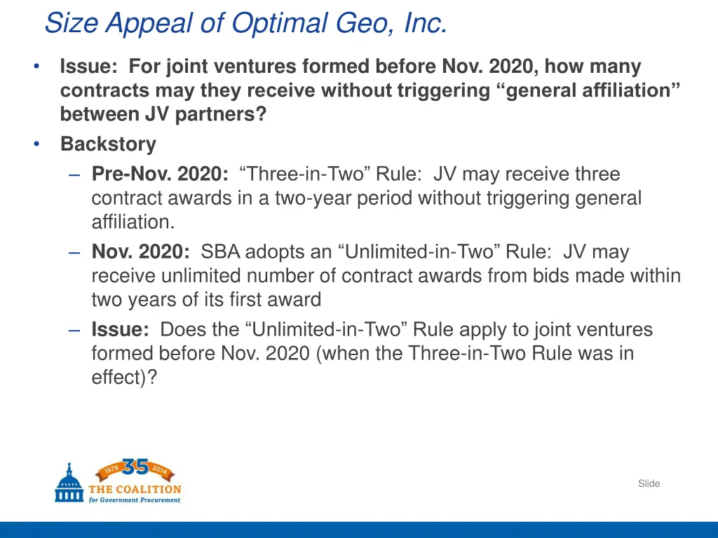 size appeal of optimal geo inc