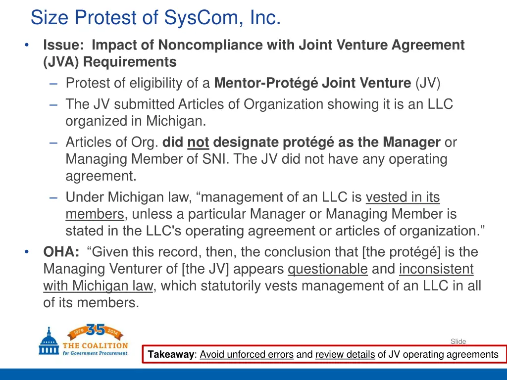 size protest of syscom inc