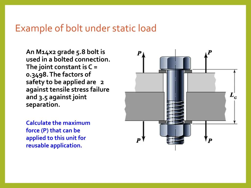 example of bolt under static load
