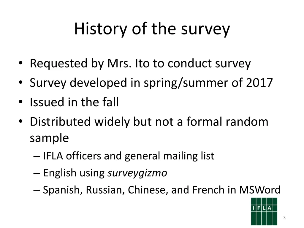 history of the survey