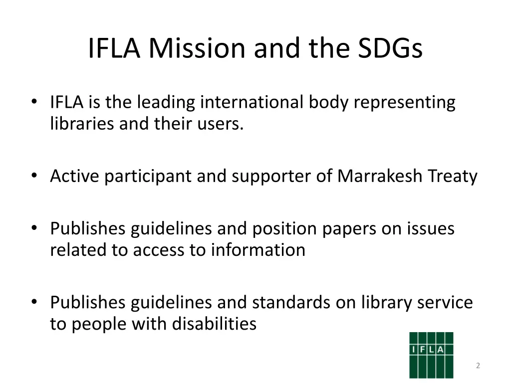 ifla mission and the sdgs