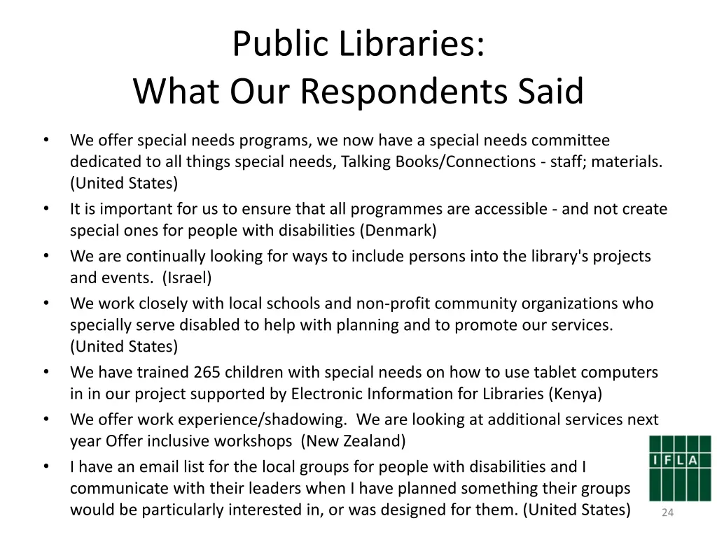 public libraries what our respondents said