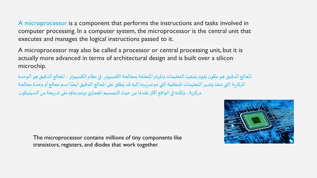 a microprocessor is a component that performs