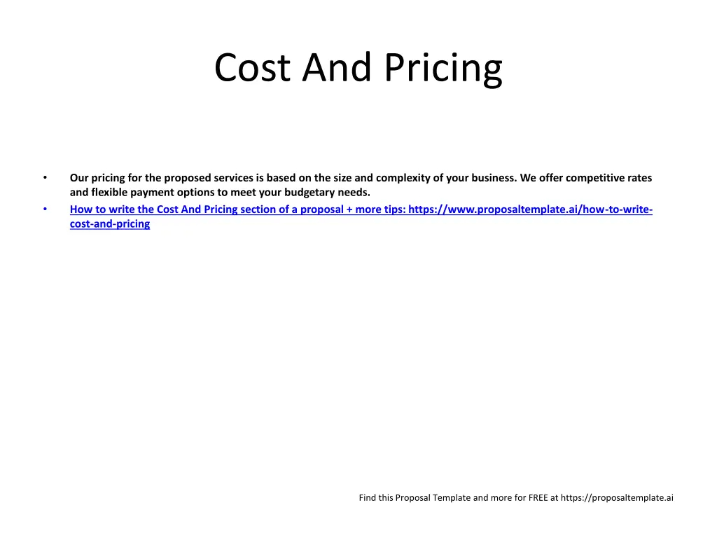 cost and pricing