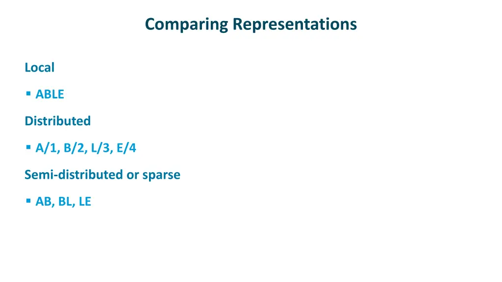 comparing representations